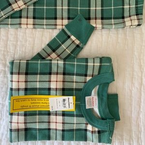 Long John Pajamas In Organic Cotton Green Plaid